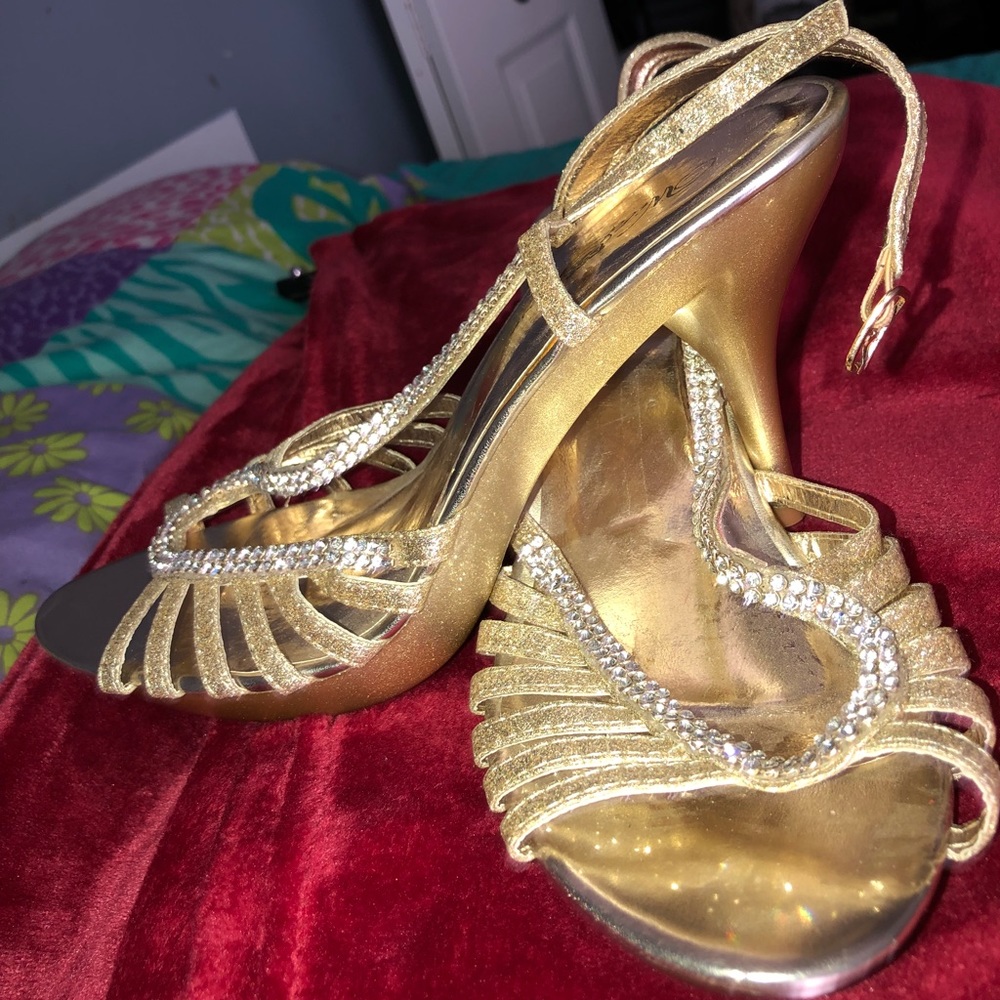 Gold high heels